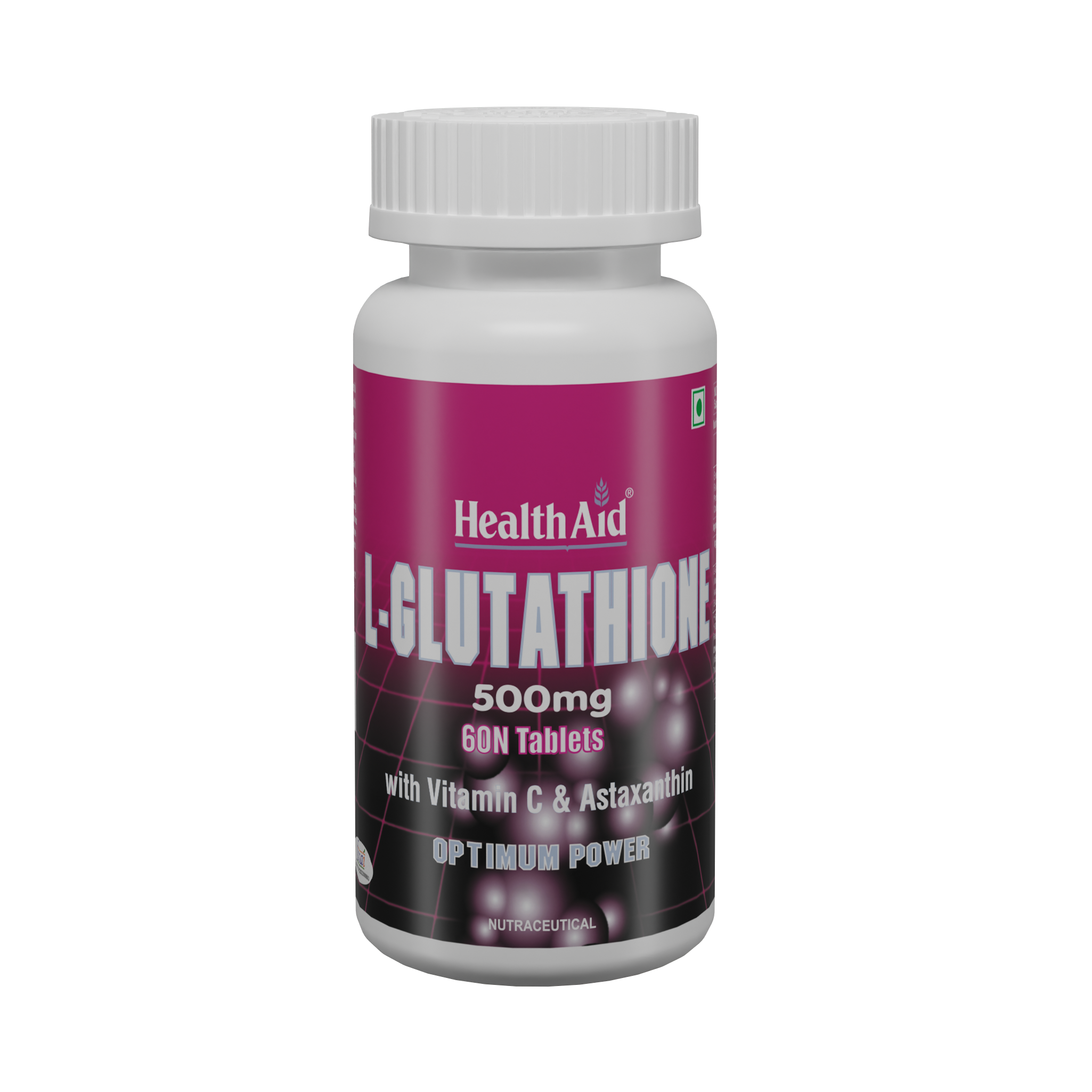 HealthAid I L-Glutathione 500 mg with Vitamin C I Astaxanthin I 60 Tablets